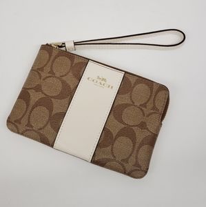 Coach white and brown Wristlet